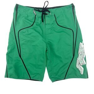 FOX dark green & black Board swim Shorts men's size 36 swimwear